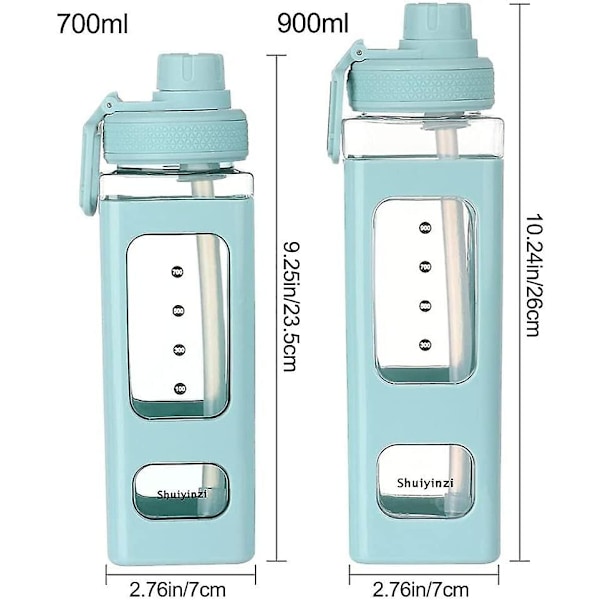 Muovista valmistettu vesipullo, jossa pilli, 700/900 ml:n muovinen vesipullo, yksinkertainen kannettava urheiluvesikuppi pojille ja tytöille