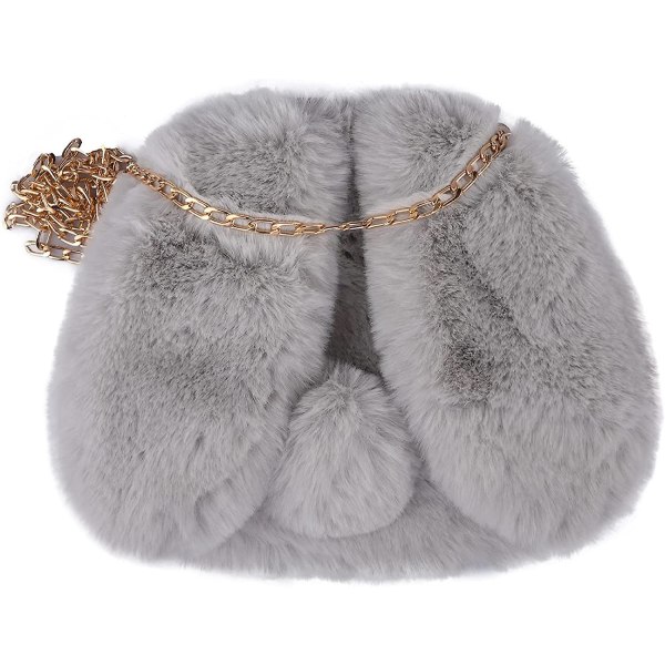 Fuzzy Rabbit Bag Fuskpäls Fluffy Handväska Furry Evening Bag Crossbody-väska för kvinnor