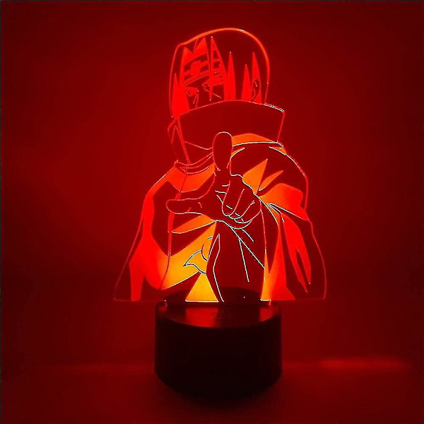 3D Illusion Lamp Anime Uchiha Itachi Anime Figurer Nattlampa 3D Led Akryl Shippuden Lamp Lamp Led Nattlampa För Barn 7 Färger Touch
