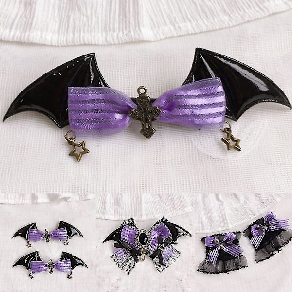 Pehmeä korvapehmuste Halloween-päähine Cosplay-asusteet Violetti ja musta