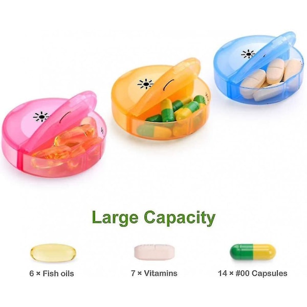 Daglig pillearrangør, ukentlig am-pm pilleboks, 7-dagers pillebokser Medisinetui（Transparent fargerik）