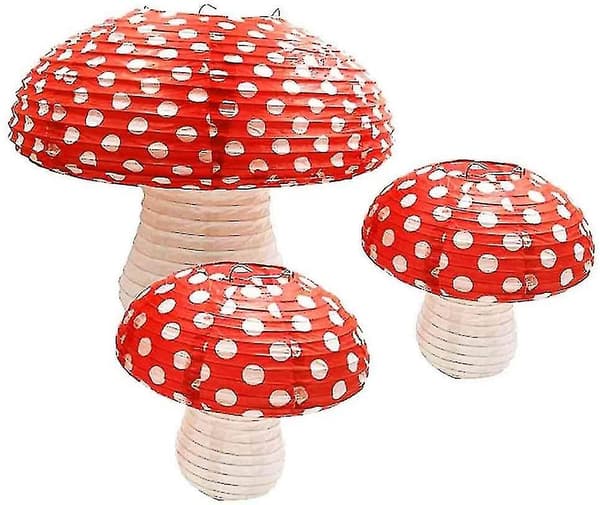 3 stk store soppformede papirlykter for skog- og jungeltemafester