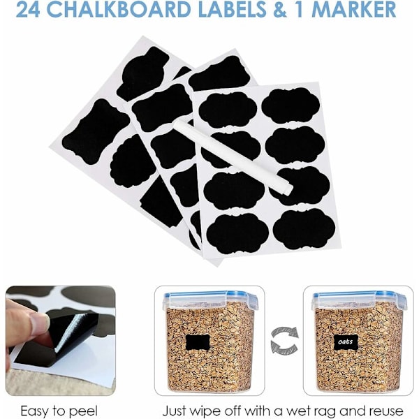2L förvaringsburkar set, spannmålsburkar och matförvaringsburkar, lufttäta plastförvaringsburkar, set med 9, 24 etiketter för spannmål, mjöl, socker etc. (Blå)