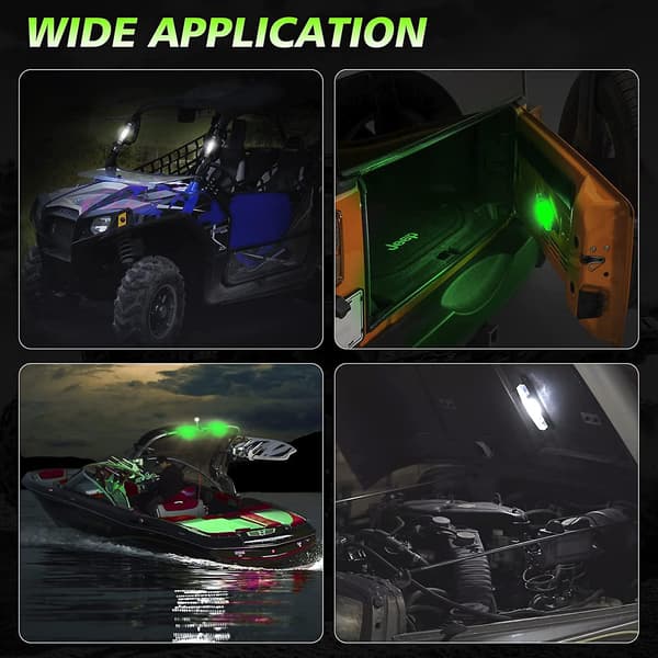 LED Dome Light UTV indvendig kuppellys, Universal Roll Bar Mount LED Light UTV indvendig lys Roll Cage Utility Light (hvid og grøn)