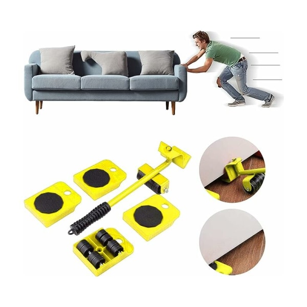 5 st möbelflyttningsverktyg, möbelrullar, möbelflyttare, 360 graders roterande dyna för set, slumpmässig färg