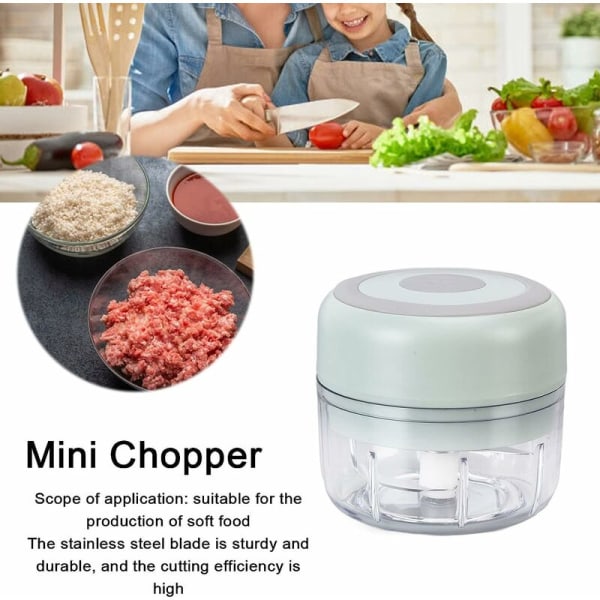Miniköksmaskin, hållbar elektrisk lökhackare med 250 ml kapacitet för köksredskap (grön)