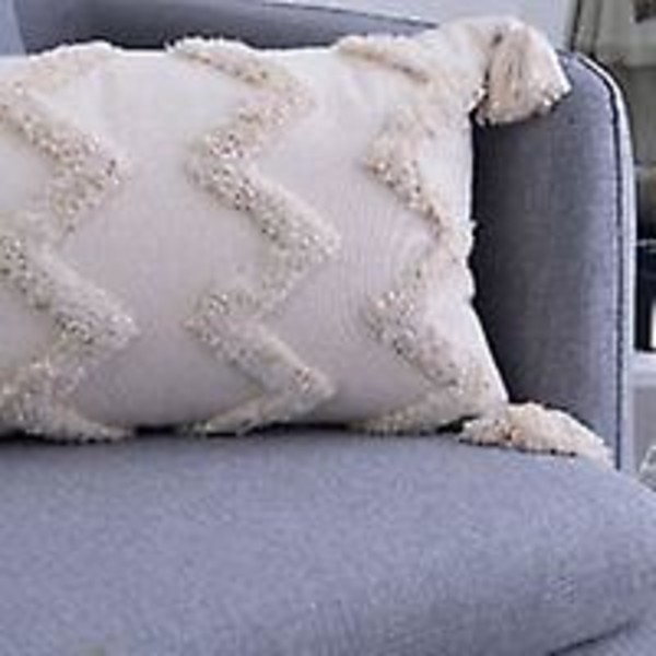 Set med 2 dekorativa kuddfodral med tofsar, fransar, prydnadskudde, boho, supermjuka kuddfodral, tofsar, dekor, 18*18 tum 45*45 cm beige（45*45 cm，beige）