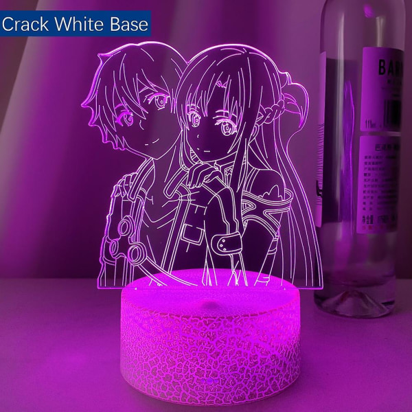 Anime 3d Lamp Sword Art Online Figur För Sovrum Inredning Nattljus Födelsedagspresent Drop Frakt Rum Led Nattljus Manga SaoCrack White Base