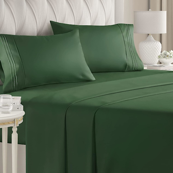 King Size Lagen - Åndbar & Kølende - Hotel Luksus Sengelinned - Ekstra Blødt - Dybe Lommer - Nem Pasform - 4-delt Sæt - Krølfrit - Komfortabelt - Eme