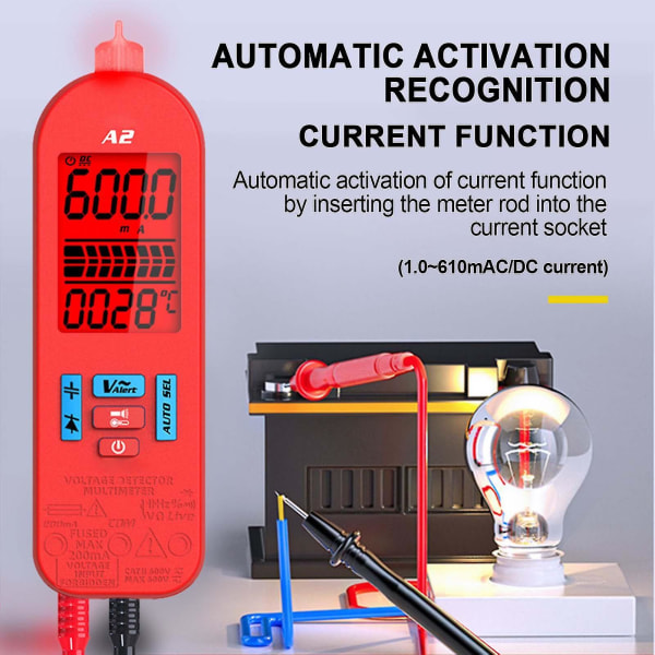 Multifunktionell smart digital multimeter Högprecision Anti-brännskador Elektrisk testare för hem（A2 med väska）