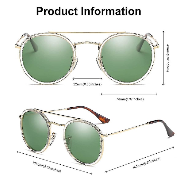 Aurinkolasit, polarisoidut pyöreät aurinkolasit lasit ympyrä retro aurinkolasit Hippie Specs Sung