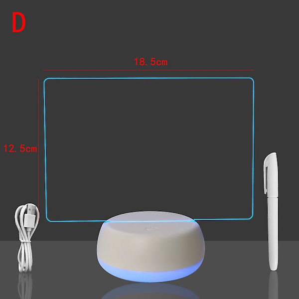 Anteckningstavla 3d Led-lampor Akryl Meddelande Anteckningstavla Suddgummi Usb Barnritningstavla Sovrum Nattlampa Födelsedag BarnpresenterD