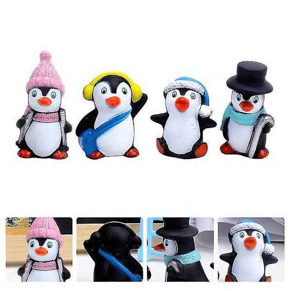 4 kpl sarjakuva pingviini kakkukoriste, suloinen pingviininukke jälkiruokakoriste