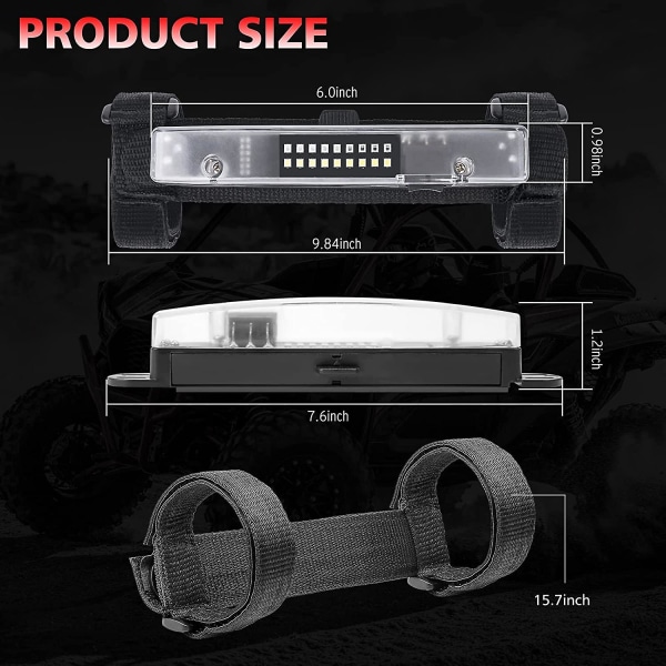 LED Dome Light UTV Interiør Dome Light, Universal Roll Bar Mount LED Light UTV Interiør Light Roll Cage Utility Light (Hvit&Rød)