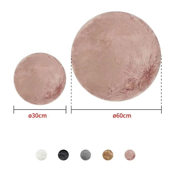 Mattan, Rund Plysch Bomullsmatta, Mjuk och Fluffig, Lintfritt, Ljusfast, för Sovrum och Vardagsrum, 60cm Vit