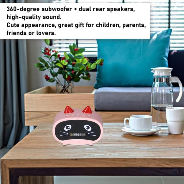 Multifunktionel trådløs vækkeur Bluetooth-højttaler (Pink)