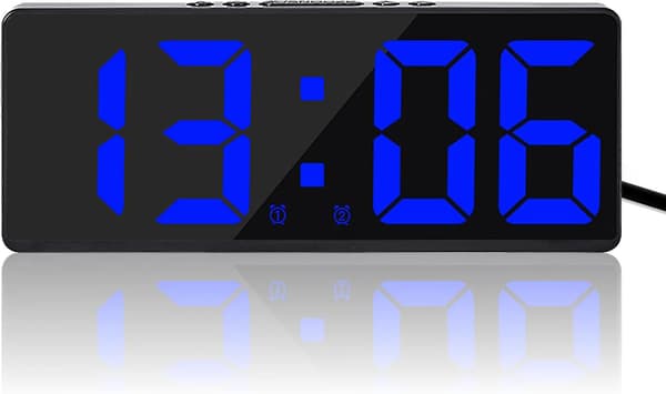 Digital väckarklocka, digital väckarklocka med 2,56\" blå LED-siffror, elektronisk