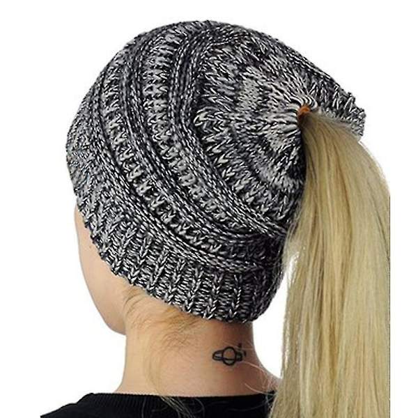 Ponytail Messy Bun Hale Kvinde Solid Ribbet Hat Cap, Kvinde Mode Hatte