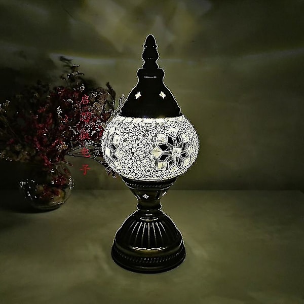 Turkkilainen mosaiikkipöytävalaisin Vintage Art Deco Käsityönä valmistetut Lamparas De Mesa Mosaiikkilasi Romanttinen sänky Li
