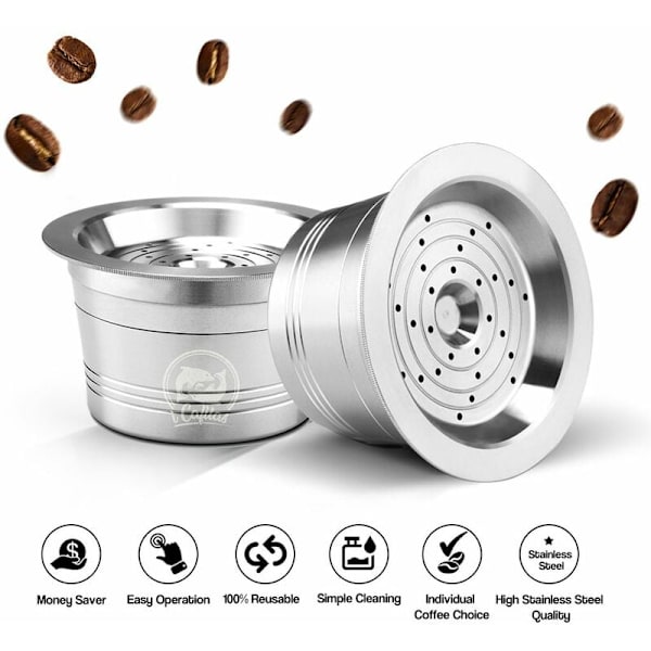 Återanvändbara kaffekapslar i rostfritt stål, återanvändbara kaffekapselkopparfilter, kompatibla med Cafissimo
