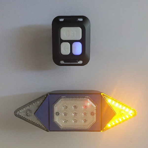 Blå sykkellys, blinklys, vanntett USB-oppladbare LED-baklys med trådløs fjernkontroll, 5 moduser