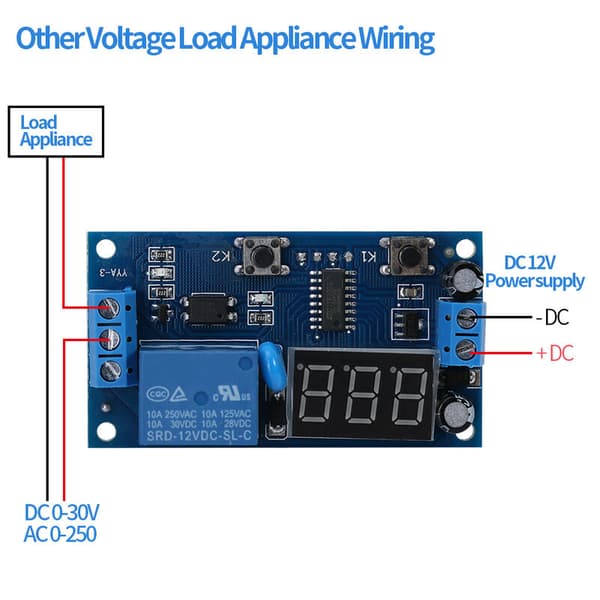 DC 12V cykel fördröjningstimer switch justerbar relämodulbräda oändlig loop med LED-display
