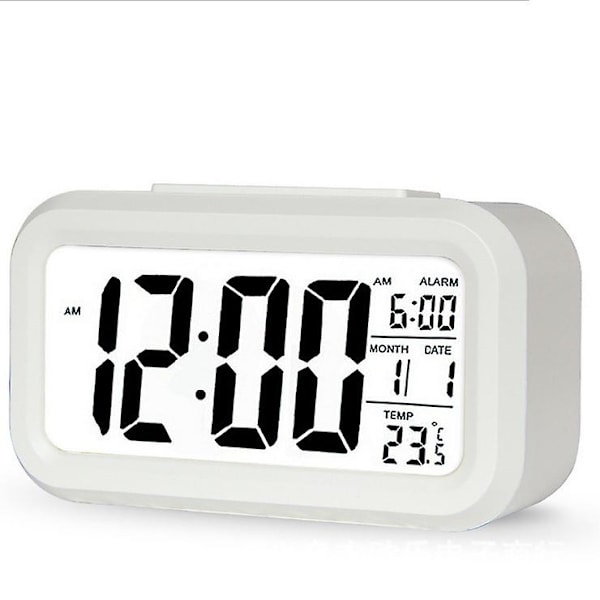 Digital väckarklocka, LED-väckarklocka med temperatur, snooze-funktion, 12/24H-konvertering, kalender, för sovrum, kontor, kök (batteridriven)