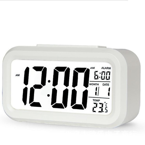 Digital väckarklocka, LED-väckarklocka med temperatur, snooze-funktion, 12/24H-konvertering, kalender, för sovrum, kontor, kök (uppladdningsbar)