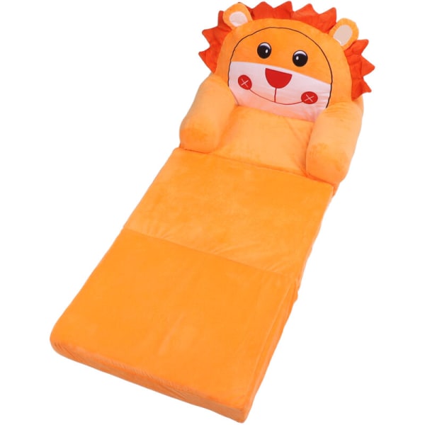 Hopfällbar barnsoffa mjuk andningsbar pop-up tecknad djur småbarnssoffa säng för vardagsrum sovrum orange 3 lager