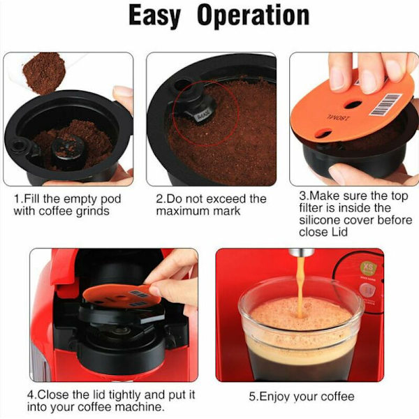 BF Kaffeepads Wiederverwendbarer Kaffeefilter Nachfüllbarer Kaffeepad aus Kunststoff mit Löffel für Bosch Tassimo Kaffeemaschine 180ml