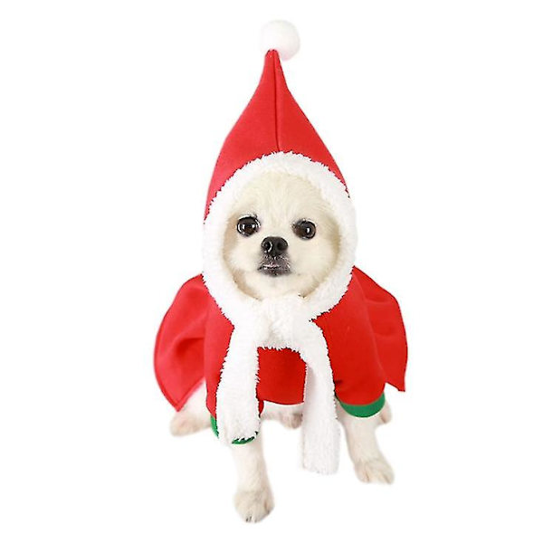 2 kpl lemmikkieläinten vaatteiden hattusetti joulukoirat lumiukko cosplay-asu lemmikkieläinten puku（2XL，punainen）