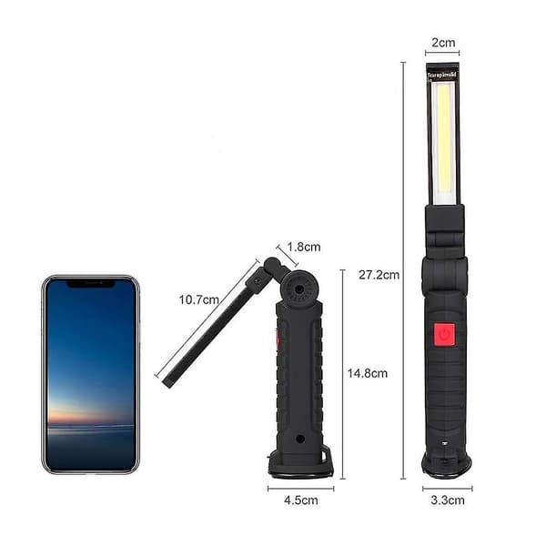 Led arbeidslys, oppladbart arbeidslys med magnetisk base 360 roterende og 5 lysmoduser Ultra Br