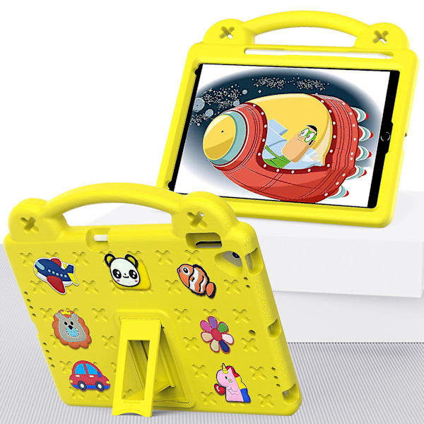 Cartoon Pattern Case For Ipad Pro 10.5 Inch Air 10.5 Inch 2019 With Handle, Adjustable Stand, Shockproof, Kid Friendly Design Cover（Yellow）