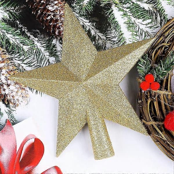 Mini Gull Glitter Tretoppstjerne – Knusesikker, Juledekor