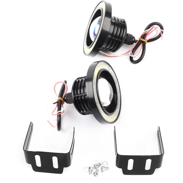 Ett par 3,5 tum angel eyes LED-dimljus med COB universal ersättningsenhet för bil, SUV, lastbil, vitt ljus