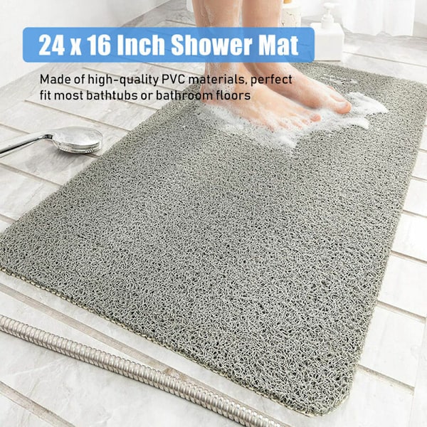 24\" x 16\" Duschmatta halkfri badmatta vattenabsorberande golvmatta maskintvättbar snabb torkning PVC Loofah badmatta för badrum sovrum kök beige