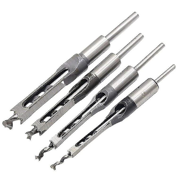 6.4/8/9.5/12.7mm Vridborr Bits Träbearbetning Borrverktyg Kit Set Fyrkantig Auger Mejsling Borr Set Fyrkantigt Hål