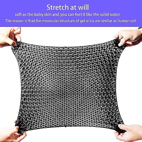 Gel sete pute, dobbel tykk gel sete pute sete pute med sklisikker trekk, pustende honeycomb smertelindring sete pute for kontorstol bil W