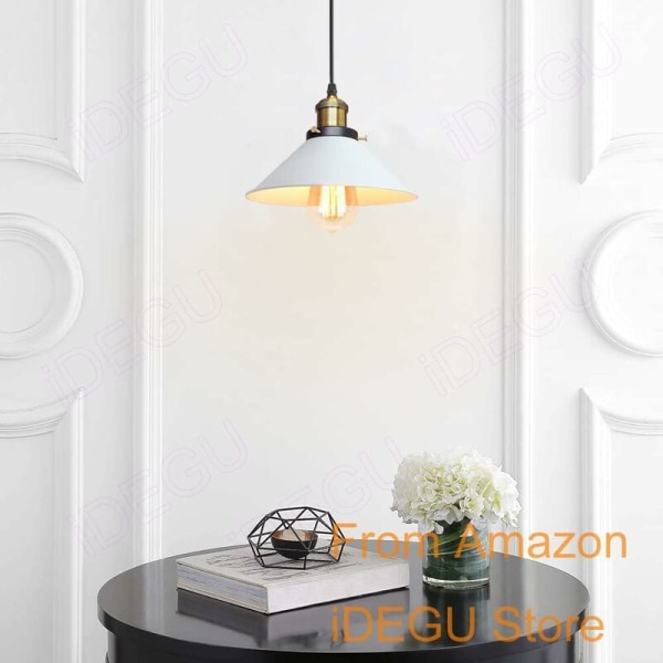 2x Retro taklampa industriell design Edison taklampa E27 metall ljuskrona hängande lampa, ?? 22cm (Vit?? 2 PACK)