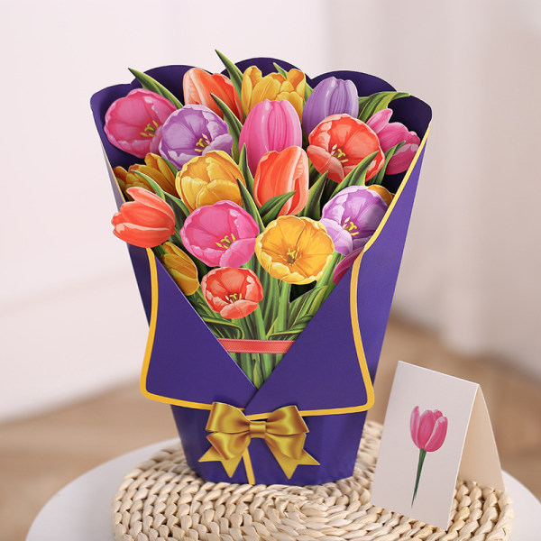 Pop Up Blombukett Gratulationskort Mors Dag Present F