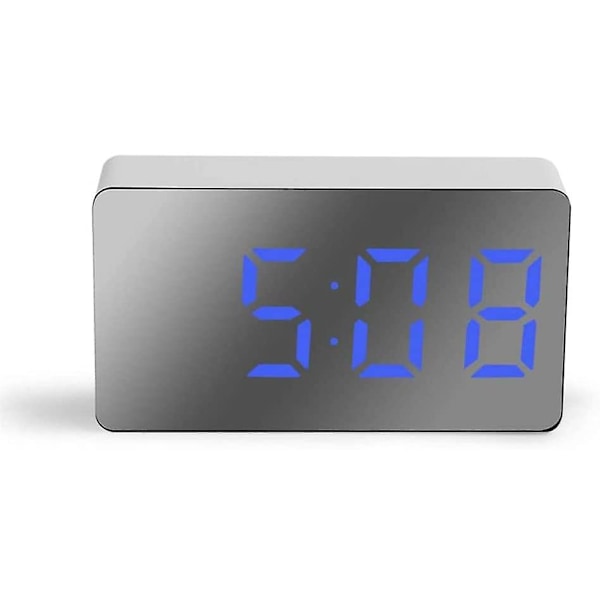 LED-vekkerklokke, digitalt speilvekkerklokke, slumreklokke, bordklokke, vekkerklokke, stille kalender, dimbar elektronisk bordklokke, S hjemmedekorasjonsklokke