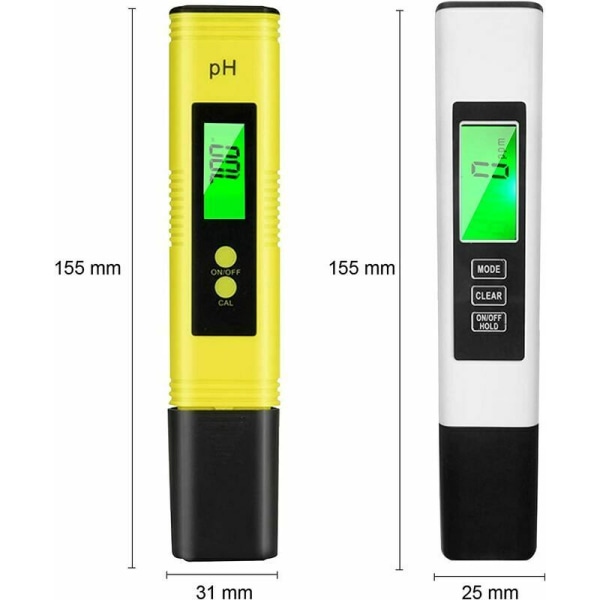 PH-mätare, TDS & EC-mätare, 4 i 1 PH-vattenkvalitetstestare med LCD-skärm, automatisk kalibreringstest för simbassäng, akvarium, mat