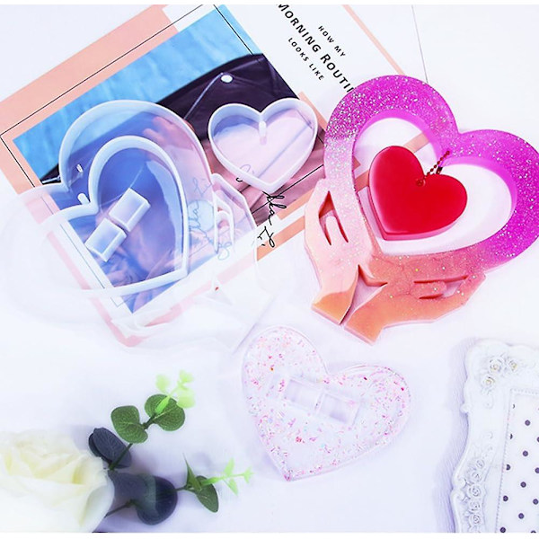 Hjerteformet harpiksform, DIY hjerteformet silikoneform til fotoramme med