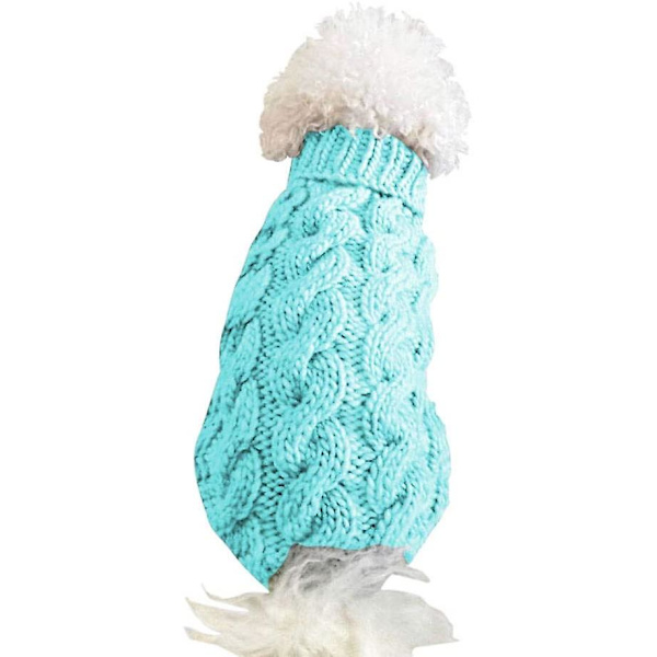 Hundegenser Kæledyr Varm Frakke Strikket Uld Vintertrøje til Små og Mellemstore Hunde (Blå, XL) (XL, Blå)