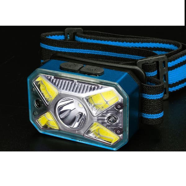 LED-hodelykt COB-sensor, rødt lys, induktiv husholdningstype-C-hodelykt, blå