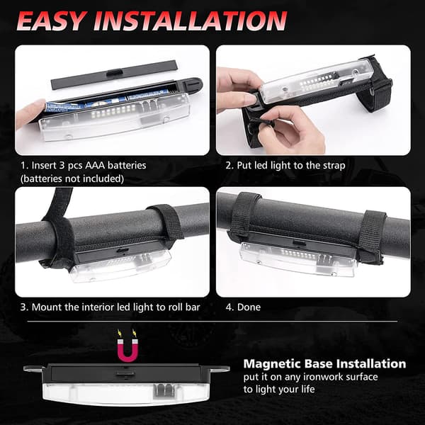 LED Dome Light UTV Interiør Dome Light, Universal Roll Bar Mount LED Light UTV Interiør Light Roll Cage Utility Light (Hvid&Rød)