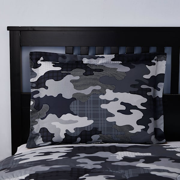 Your Zone Camouflage Polyester Sengetøysett, Grå, 7 deler