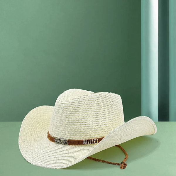 Dam solhatt i halm med bred brätte, solhatt för stranden, halmhatt UPF 50, cowboyhatt, sommarhatt, hopfällbar rullbar strandhatt, solhattar
