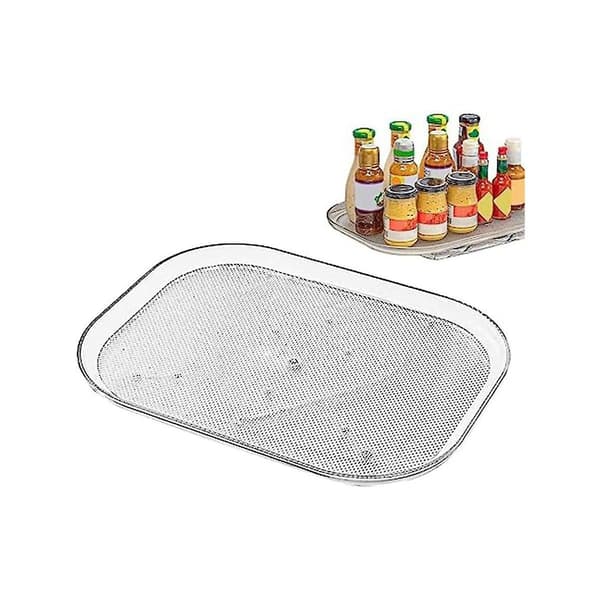 Förvaringsvridbricka för kylskåp, rektangulär förvaringsbricka för kök (silver)
