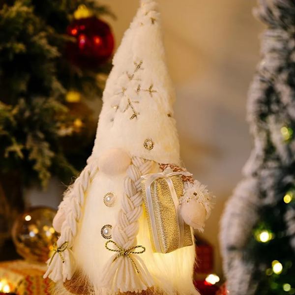 2x Juldekoration Elf Gnome Svenska Tomten Jultomte med LED